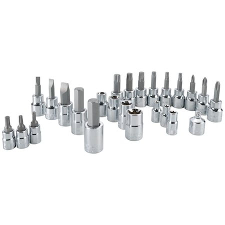 Sockets, 25-pc Bit Socket And External T 1/4, 3/8 Dr, Full Polish Chrome MPN:CMMT99258