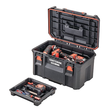 TRADESTACK Deep Tool Box, Black, 21-1/4 in W x 14-1/2 in D x 12 in H MPN:CMST21430