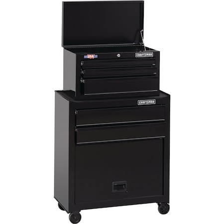 1000 Series Tool Chest & Rolling Cabinet, 5 Drawer, Black, 27 in W x 14 in D x 44-1/4 in H MPN:CMST22653BK