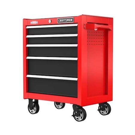 S2000 Rolling Tool Cabinet, 5 Drawer, Black/Red, Steel, 26 in W x 18 in D x 34 in H MPN:CMST98264RB