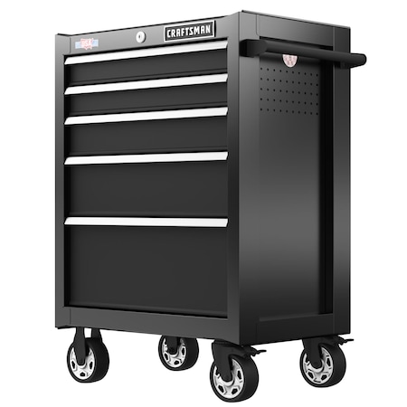 S2000 Rolling Tool Cabinet, 5 Drawer, Black, Steel, 26-1/2 in W x 18 in D x 37-1/2 in H MPN:CMST98268BK