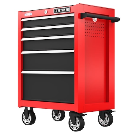 S2000 Rolling Tool Cabinet, 5 Drawer, Red, Steel, 26-1/2 in W x 18 in D x 37-1/2 in H MPN:CMST98268RB