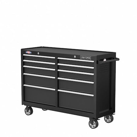 S2000 Rolling Tool Cabinet, 10 Drawer, Black, Steel, 52 in W x 18 in D x 37-1/2 in H MPN:CMST98273BK