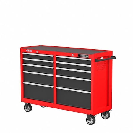 S2000 Rolling Tool Cabinet, 10 Drawer, Red, Steel, 52 in W x 18 in D x 37-1/2 in H MPN:CMST98273RB
