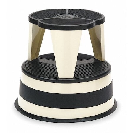 Round Office Stool, 2 Steps, 350 lb Load Capacity, 14 1/2 in Overall Height, Steel, Silvertone MPN:1001-01