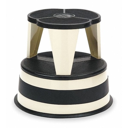 Round Office Stool, 2 Steps, 350 lb Load Capacity, 14 1/2 in Overall Height, Steel, Sand MPN:1001-19