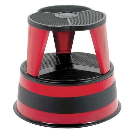 Round Office Stool, 2 Steps, 350 lb Load Capacity, 14 1/2 in Overall Height, Steel, Red MPN:1001-43