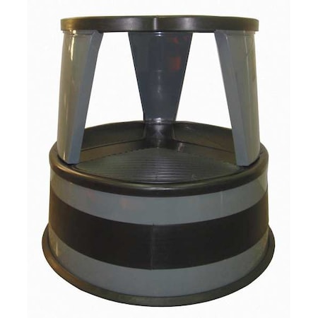 Round Office Stool, 2 Steps, 350 lb Load Capacity, 14 1/2 in Overall Height, Steel, Slate MPN:1001-82