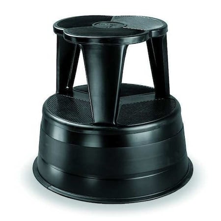 Round Office Stool, 2 Steps, 350 lb Load Capacity, 14 1/2 in Overall Height, Steel, Black MPN:1001-92
