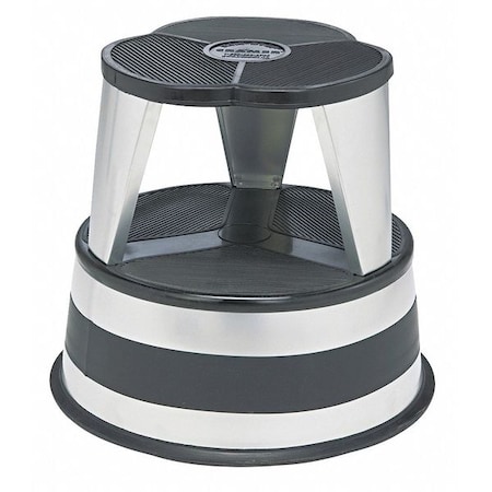 Step Stool, Steel, 350 lb., Silver, 2 Steps, Steel, Silvertone MPN:100101