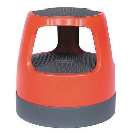 Round Office Stool, 2 Steps, 300 lb Load Capacity, 15 in Overall Height, Plastic, Red MPN:50011PK-43
