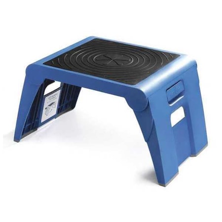 Folding Step, 1 Steps, 300 lb Load Capacity, 9 1/2 in Overall Height, Plastic, Blue MPN:50051PK000063