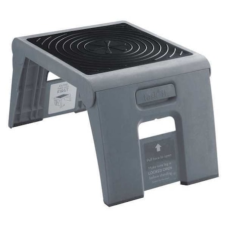 Folding Step, 1 Steps, 300 lb Load Capacity, 9 1/2 in Overall Height, Plastic, Gray MPN:50051PK000082