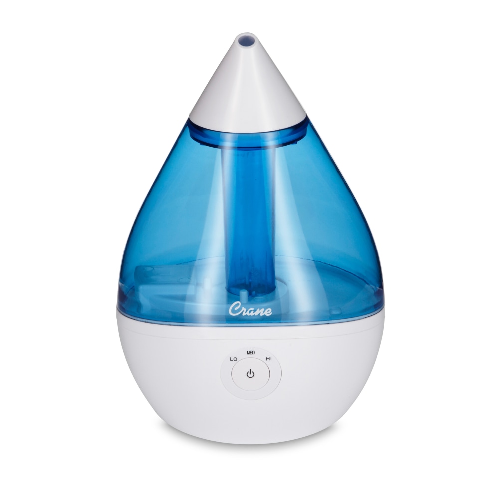 Crane Droplet Ultrasonic Cool Mist Humidifier, 0.5 Gallons, 6 3/4in x 6 3/4in x 10 1/2in, Blue/White MPN:EE-5302