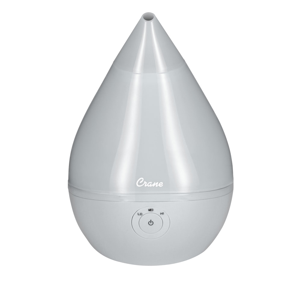 Crane Droplet Ultrasonic Cool Mist Humidifier, 0.5 Gallons, 6 3/4in x 6 3/4in x 10 1/2in, Gray MPN:EE-5302GR