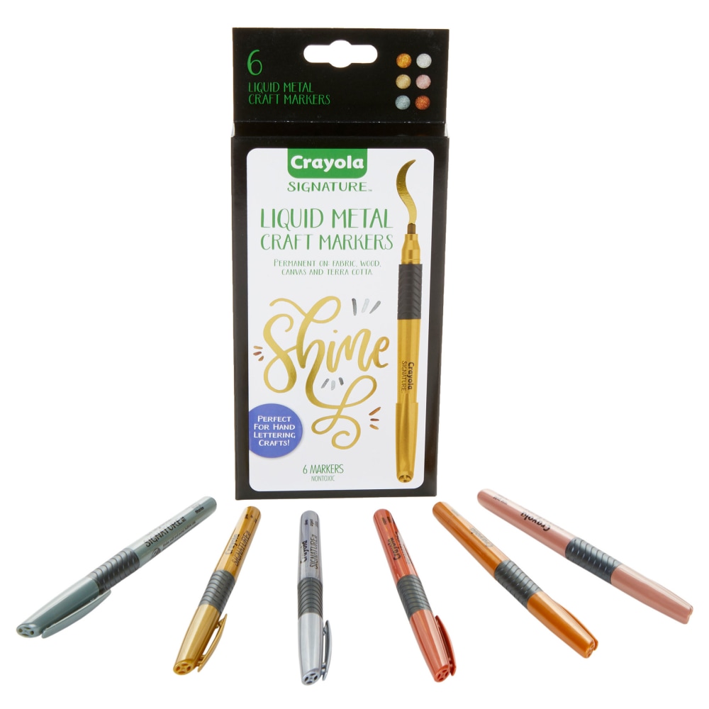 Crayola Signature Liquid Metal Craft Markers, Assorted Colors, Pack Of 6 MPN:BIN586702
