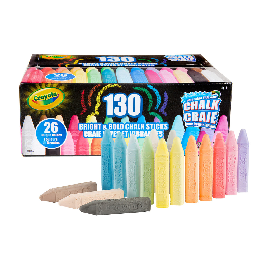 Crayola Bright & Bold Chalk Sticks, Assorted Colors, Pack Of 130 MPN:BIN510817