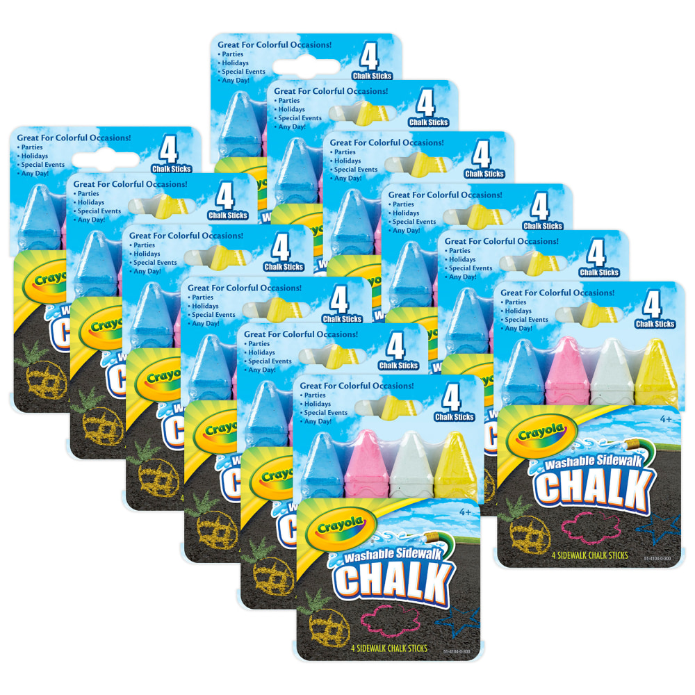 Crayola Sidewalk Chalk, 4 Per Pack MPN:BIN514104-12