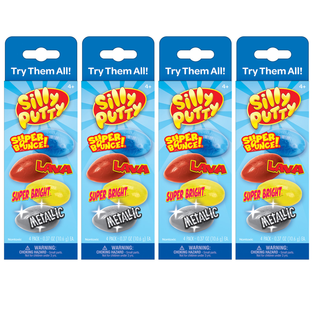 Crayola Silly Putty Variety Pack, Set Of Assorted Colors, 4 Per Pack, MPN:BIN080992-4