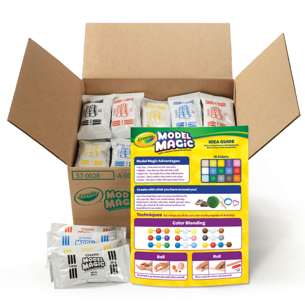 Crayola Model Magic Variety Pack, 15 Assorted Colors, 1 Oz Pouches, Pack Of 30 Pouches MPN:BIN570028