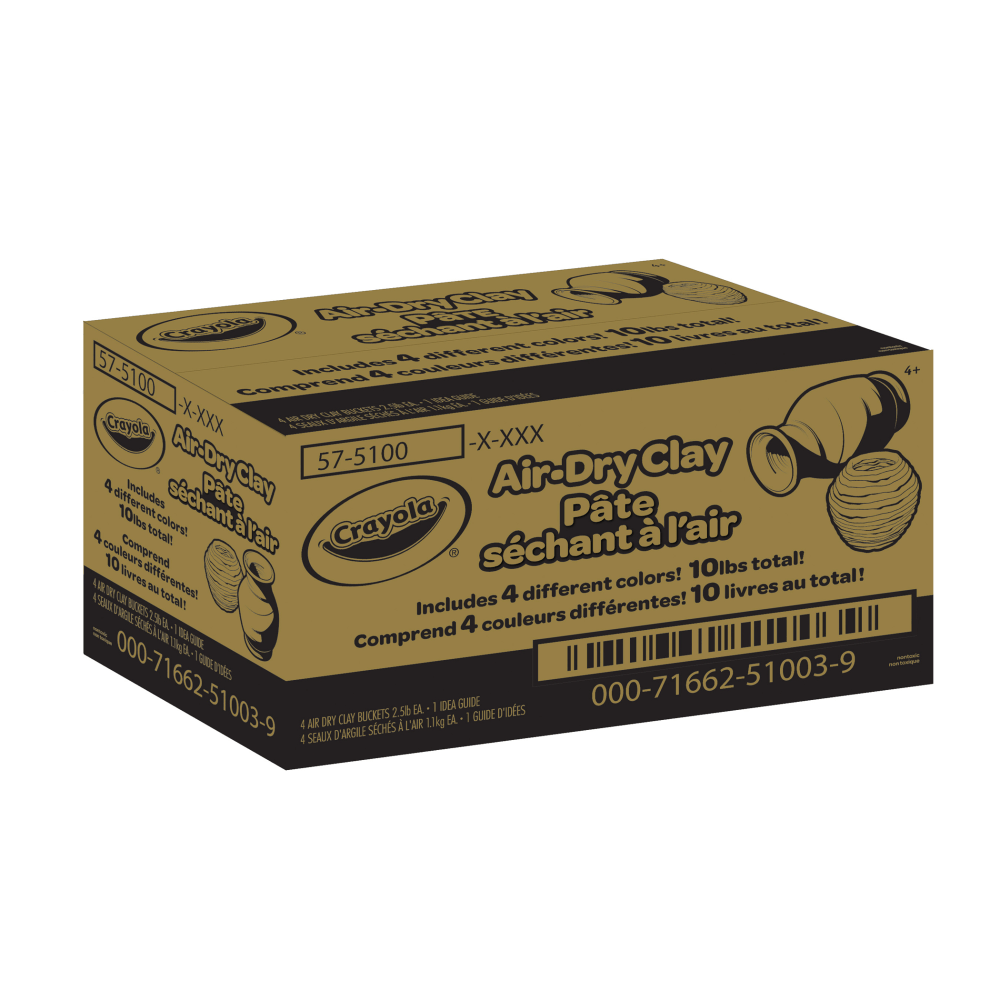 Crayola Air Dry Clay Buckets, 2.5 Lb, Assorted, Pack Of 4 Buckets MPN:BIN575100