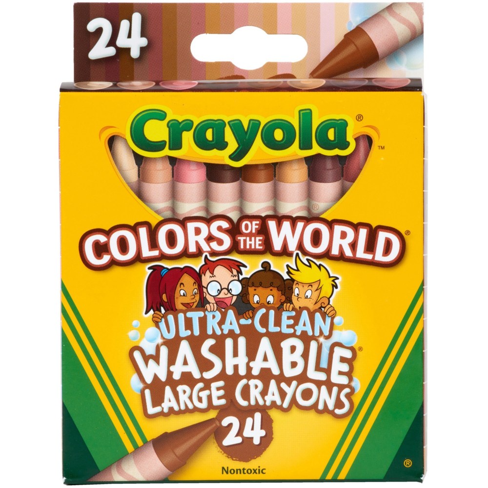 Crayola Ultra-Clean Washabe Large Crayons - Assorted, Almond, Rose, Gold - 24 / Pack MPN:520134