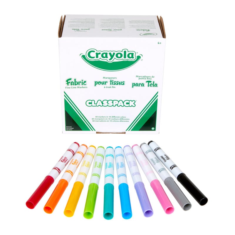 Crayola Fabric Markers Classpack, Assorted Colors, Pack Of 80 (Min Order Qty 2) MPN:58-8215