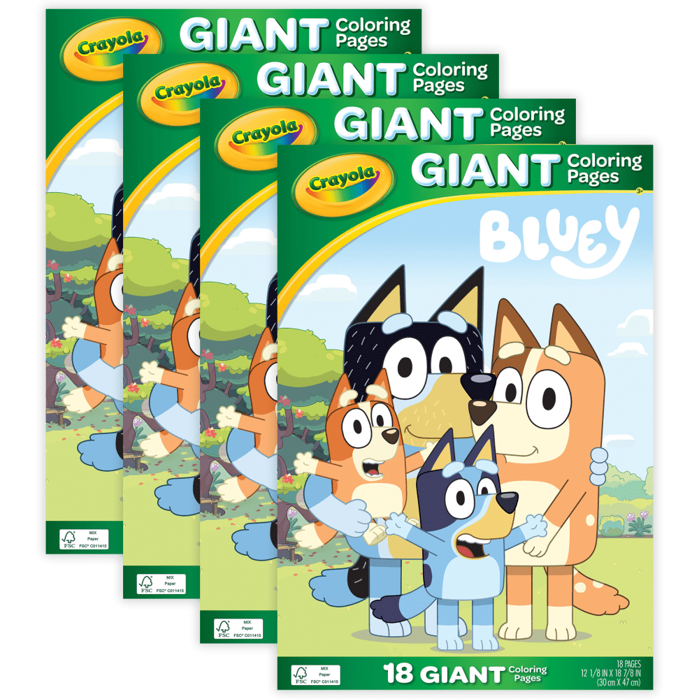 Crayola Giant Coloring Pages, Bluey, 18 Per Set, Pack Of 4 Sets MPN:BIN042663-4