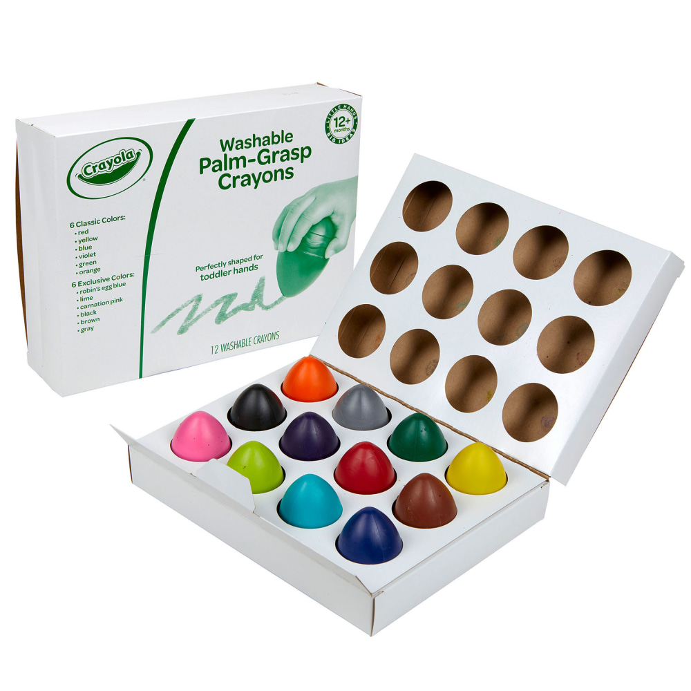 Crayola My First Crayola Washable Palm-Grasp Crayons, Assorted, Pack Of 12 Crayons MPN:BIN811151