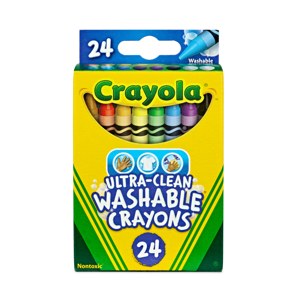 Crayola Washable Ultra Clean Crayons, 6-1/4in, Assorted Colors, Pack Of 24 Crayons MPN:52-0138