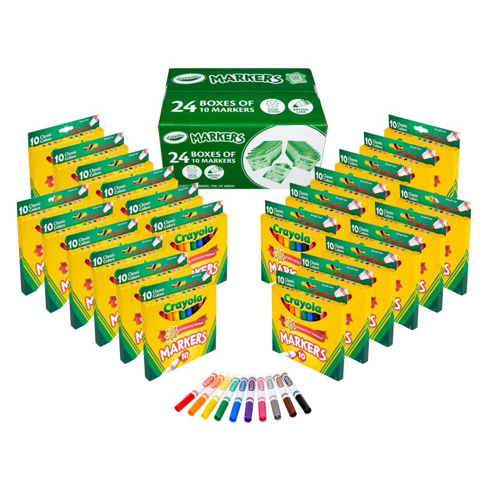 Crayola Bulk Broadline Markers, 10 count, 24 cases Assorted Colors MPN:58-7771