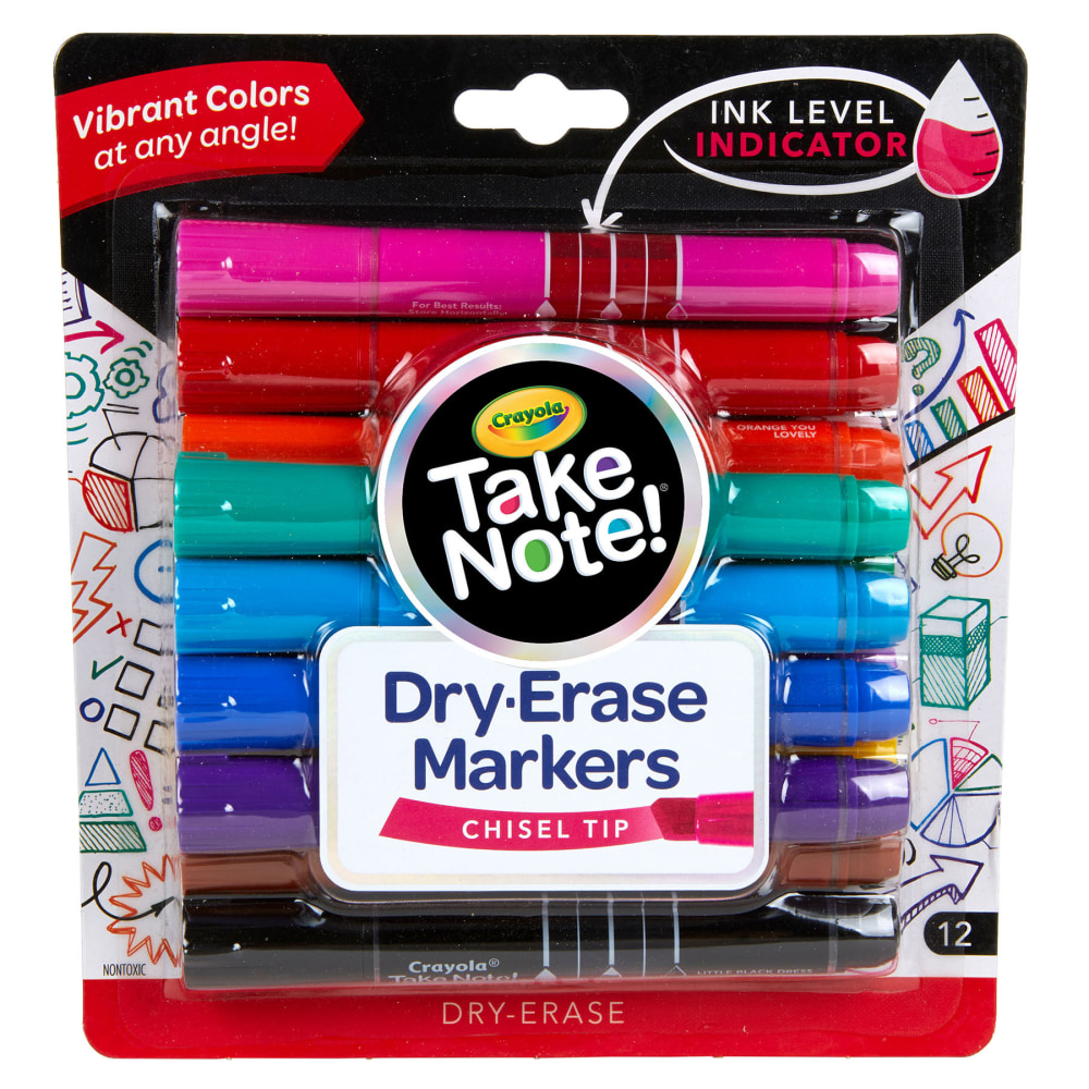 Crayola Take Note! Dry Erase Markers, Chisel Tip, 12 Count MPN:BIN586545