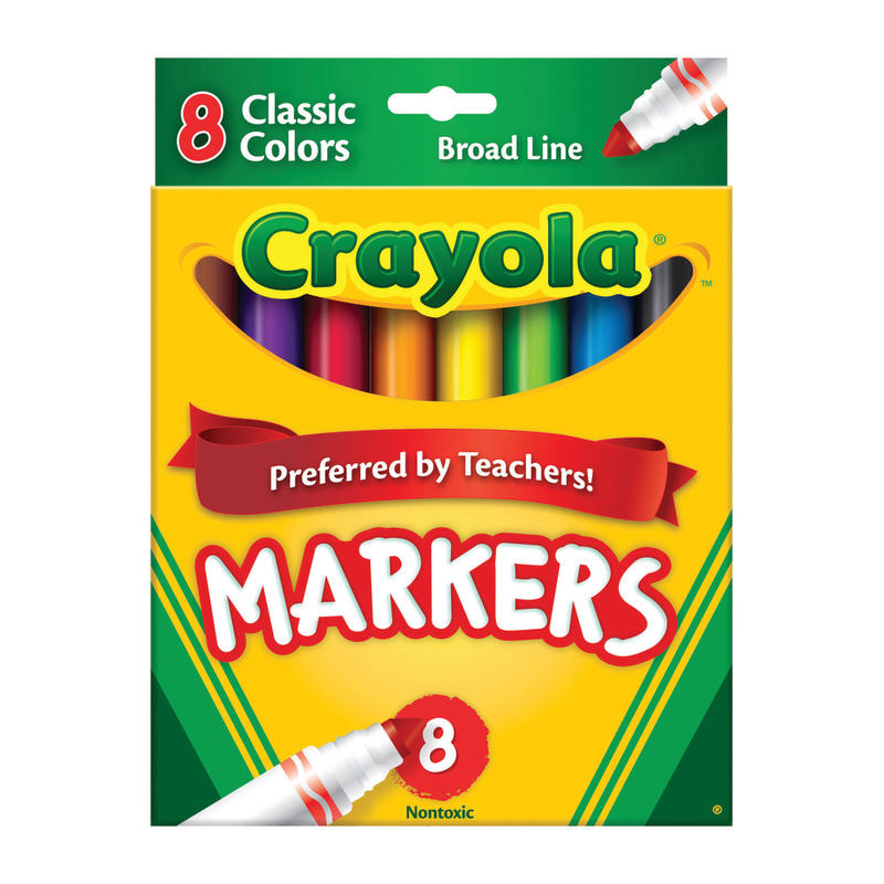 Crayola Broad Line Markers, Assorted Classic Colors, Pack Of 8 MPN:58-7708