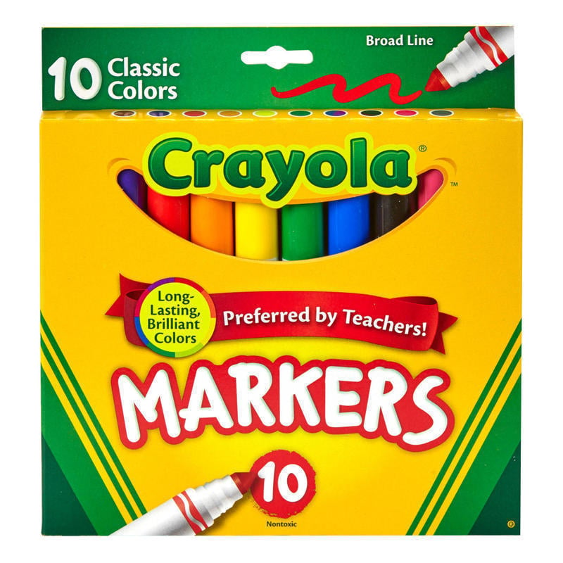 Crayola Broad Line Markers, Assorted Classic Colors, Box Of 10 (Min Order Qty 18) MPN:58-7722