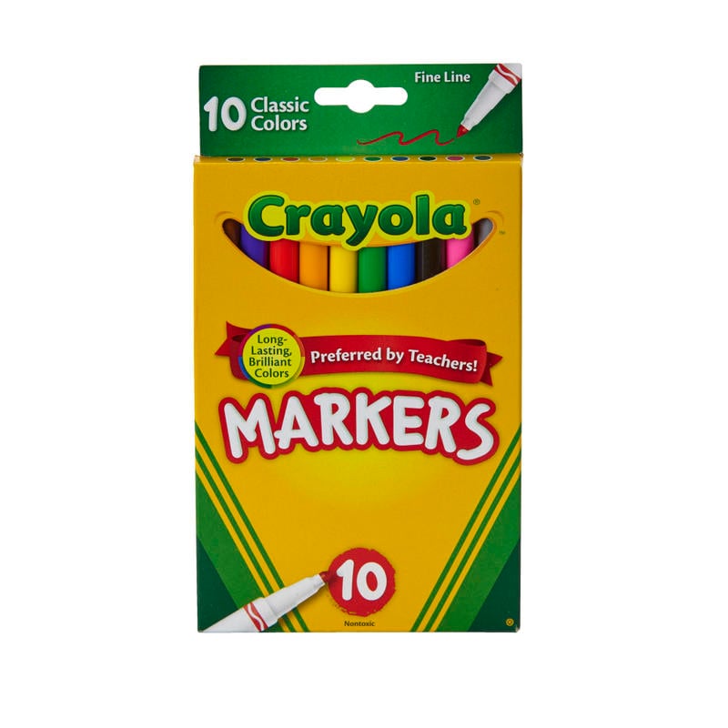 Crayola Fine Line Markers, Assorted Classic Classpack, Pack Of 10 MPN:58-7726