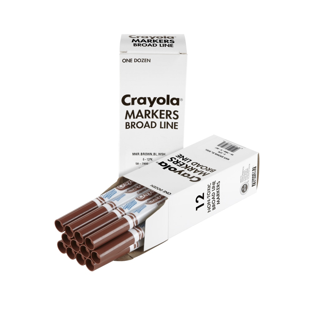 Crayola Washable Broad Line Markers, Brown, Pack Of 12 Markers MPN:58-7800-007