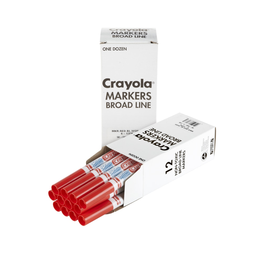 Crayola Washable Broad Line Markers, Red, Pack Of 12 Markers MPN:58-7800-038