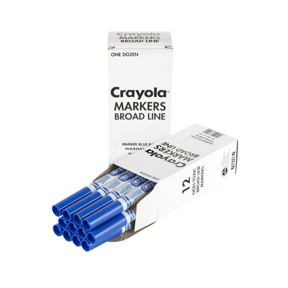Crayola Washable Broad Line Markers, Blue, Pack Of 12 Markers MPN:58-7800-042