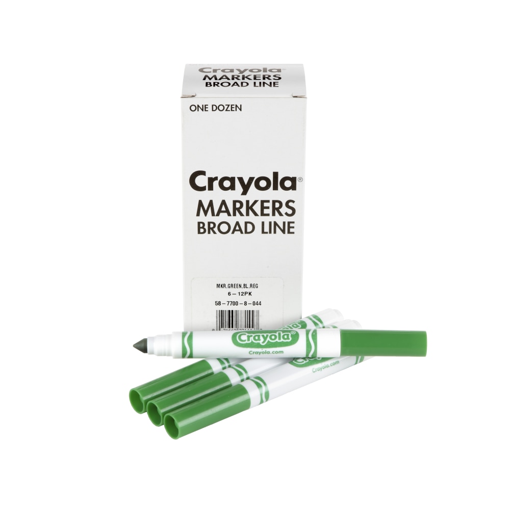 Crayola Washable Broad Line Markers, Green, Pack Of 12 Markers MPN:58-7800-044