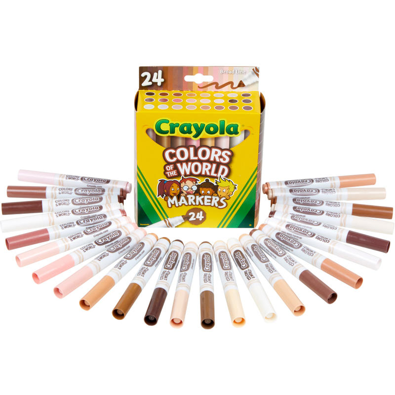 Crayola Colors Of The World Wet-Erase Markers, Broad Point, White Barrel, Assorted Ink, Pack Of 24 Markers MPN:58-7802