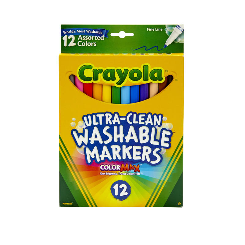 Crayola Washable Markers, Thin Line, Assorted Classic Colors, Box Of 12 MPN:58-7813