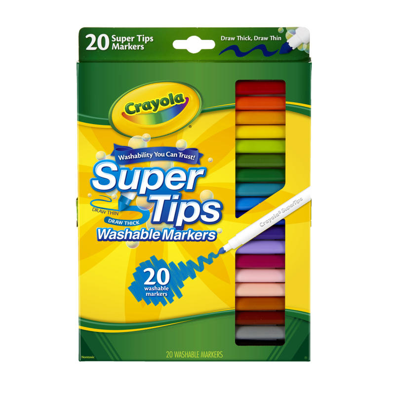 Crayola Washable Markers, Super Tip, Assorted Colors, Box Of 20 MPN:58-8106