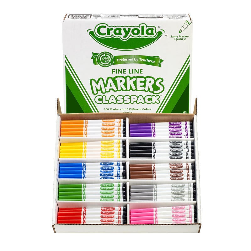 Crayola Fine Line Markers, Assorted Classic Classpack, Box Of 200 MPN:58-8210
