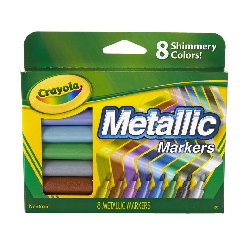 Crayola Metallic Markers, Bullet Point, Assorted Colors, Pack Of 8 MPN:58-8628