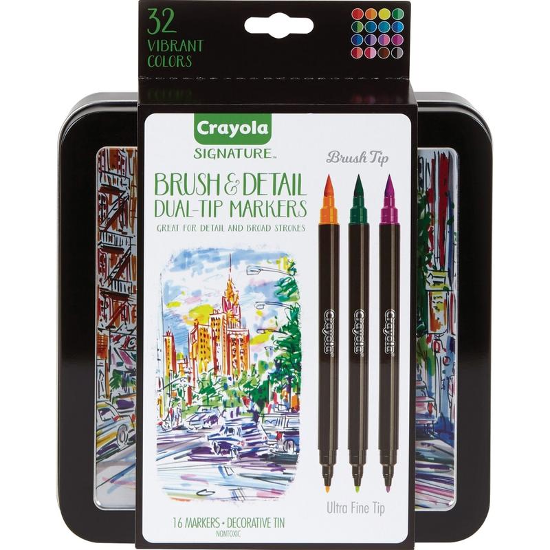 Crayola Brush & Detail Dual Tip Markers - 16 / Set MPN:586501