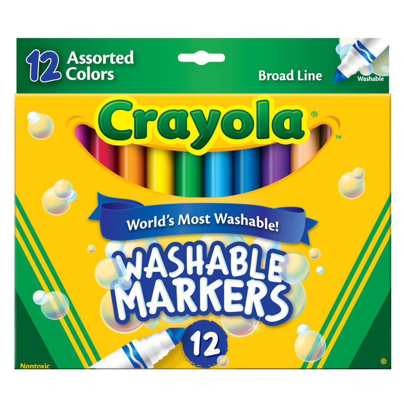 Crayola Washable Markers, Broad Line, Assorted Classic Colors, Box Of 12 MPN:587812