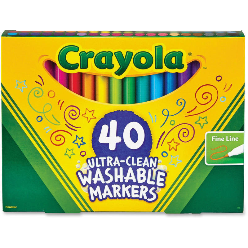 Crayola Ultra-Clean Washable Markers, Fine Point, Assorted Colors, Set Of 40 Markers MPN:587861