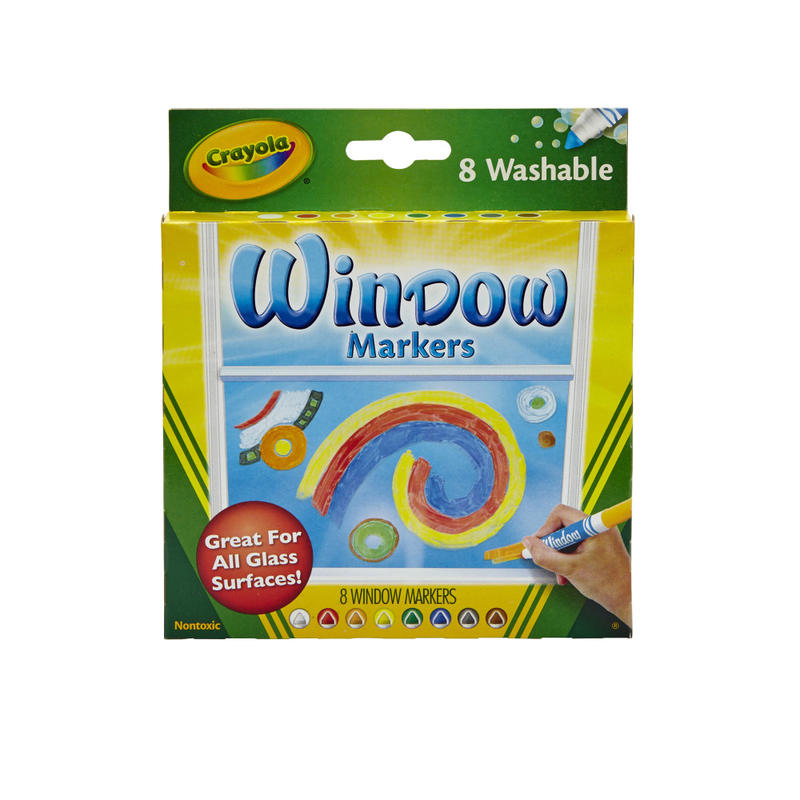 Crayola Washable Window Markers, Conical Tip, Assorted Colors, Box Of 8 MPN:588165