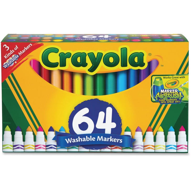Crayola Washable Markers, Set Of 64, Conical Point, Assorted Colors (Min Order Qty 3) MPN:588180