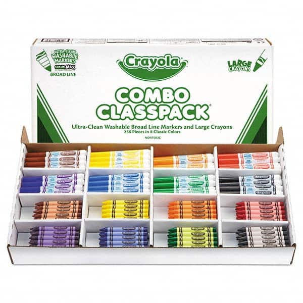 All Purpose Wax Crayon Marker: Black, Blue, Brown, Green, Orange, Red, Violet & Yellow, Wax-Based, Standard Point MPN:CYO523348